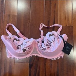 New NWT Honey Birdette Pink Heart Bra Lace Padded Lingerie Intimates Size 38G